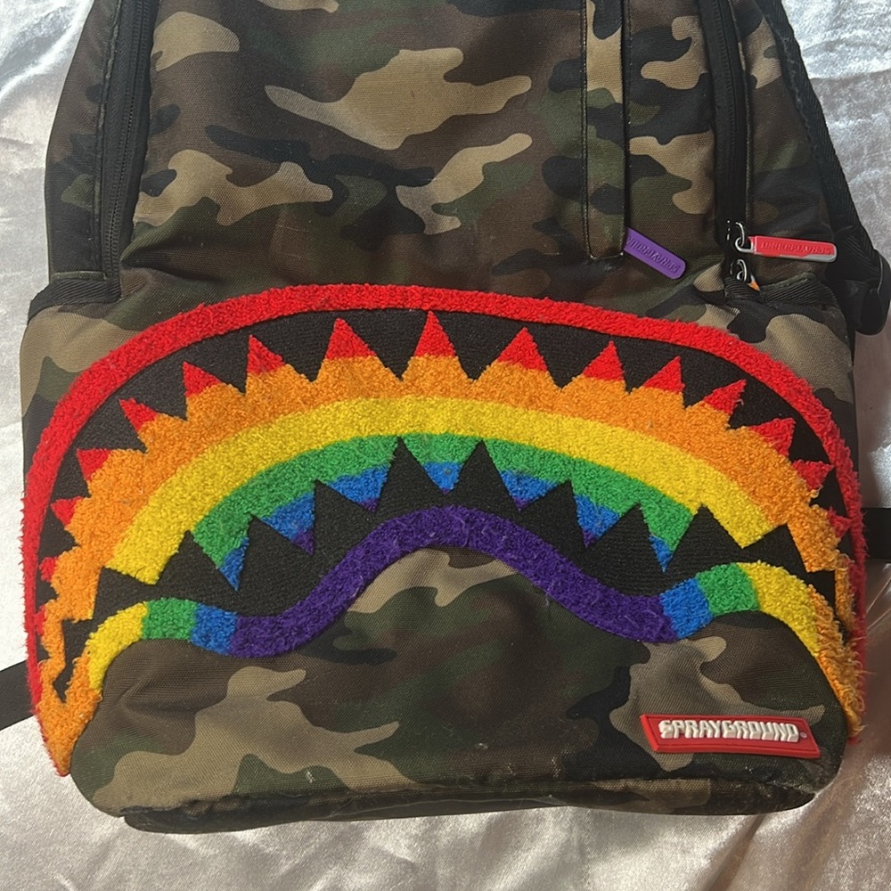 Sprayground Chenille Rainbow Shark Backpack - Picture 4 of 17